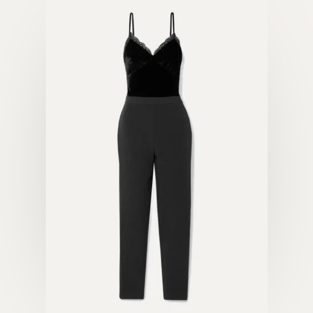 MICHAEL Michael Kors Women's Scalloped Velvet-Bodice Jumpsuit Black Size 4